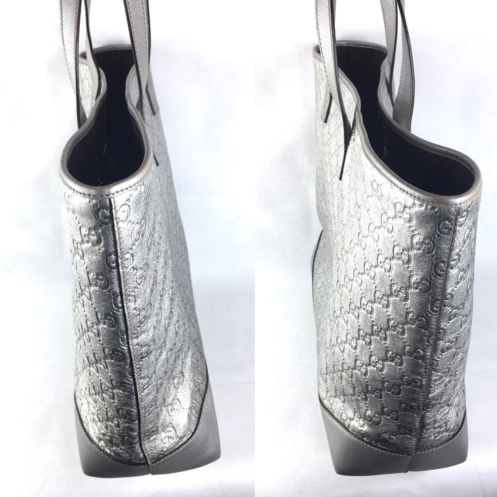 💎HUGE PLATINUM GUCCI LEATHER TOTE - Picture 10 of 16